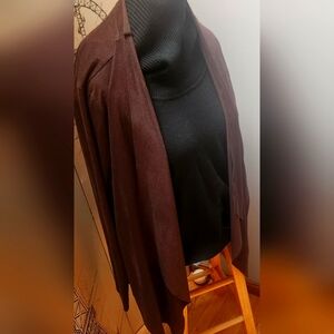 Faux Suede Open Front Jacket - Size L